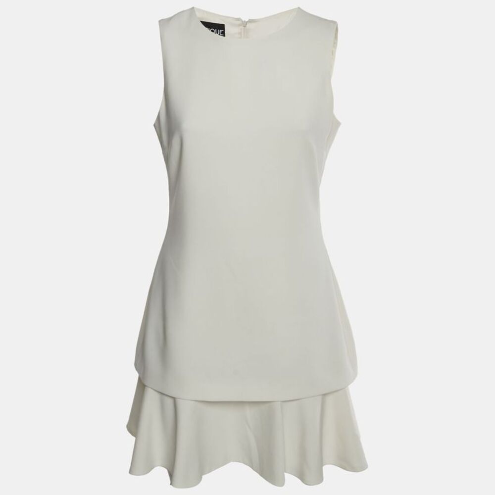 Boutique Moschino White Crepe Sleeveless Mini Dress M
